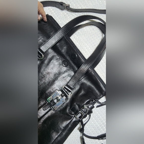 WILSON LEATHER EUC XL BLACK LEATHER BUSINESS TOTE WITH CROSSBODY STRAP - Picture 5 of 13